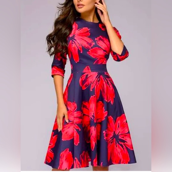 HOST PIC❣️New Formal Ruffle Sleeve Flowy Midi Dress Sz S - Picture 1 of 7